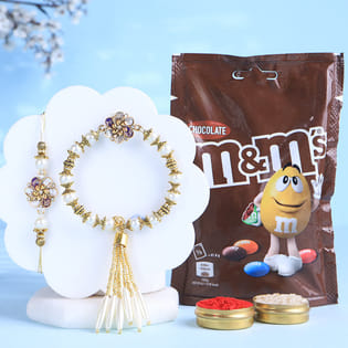 Pearl Bling Bhai Bhabhi Rakhi N Choco Candies-UK