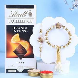 Pearl Bling Bhai Bhabhi Rakhi N Choco Combo-UK