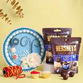 Pearl Decorated Bhai Dooj Tika Thali With Chocolates-USA