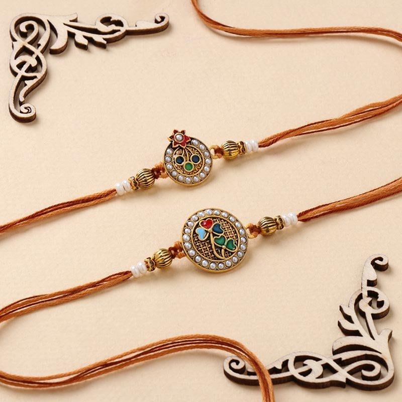 Set of 2 Designer Pearl Rakhi for Brother