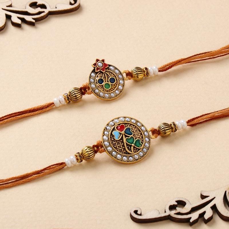 Pair Of Royal Floral Charm Rakhis