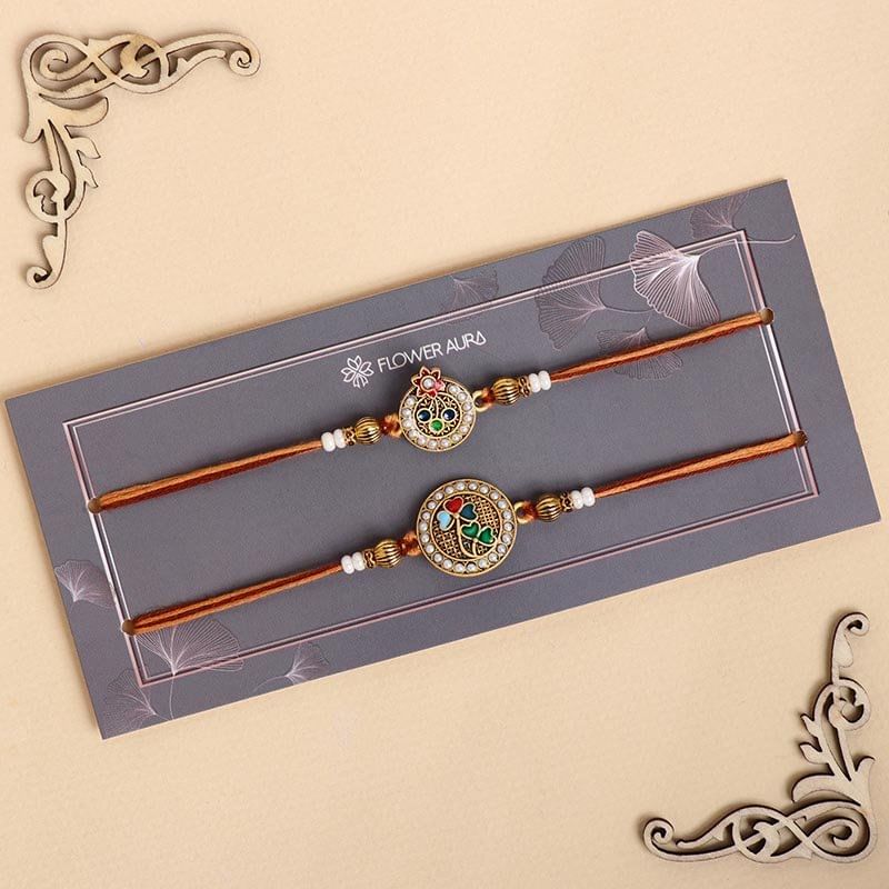 Pair Of Royal Floral Charm Rakhis