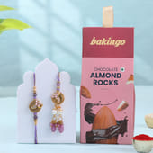 Pearl Drop Bhaiya Bhabhi Rakhi With Almond Rocks