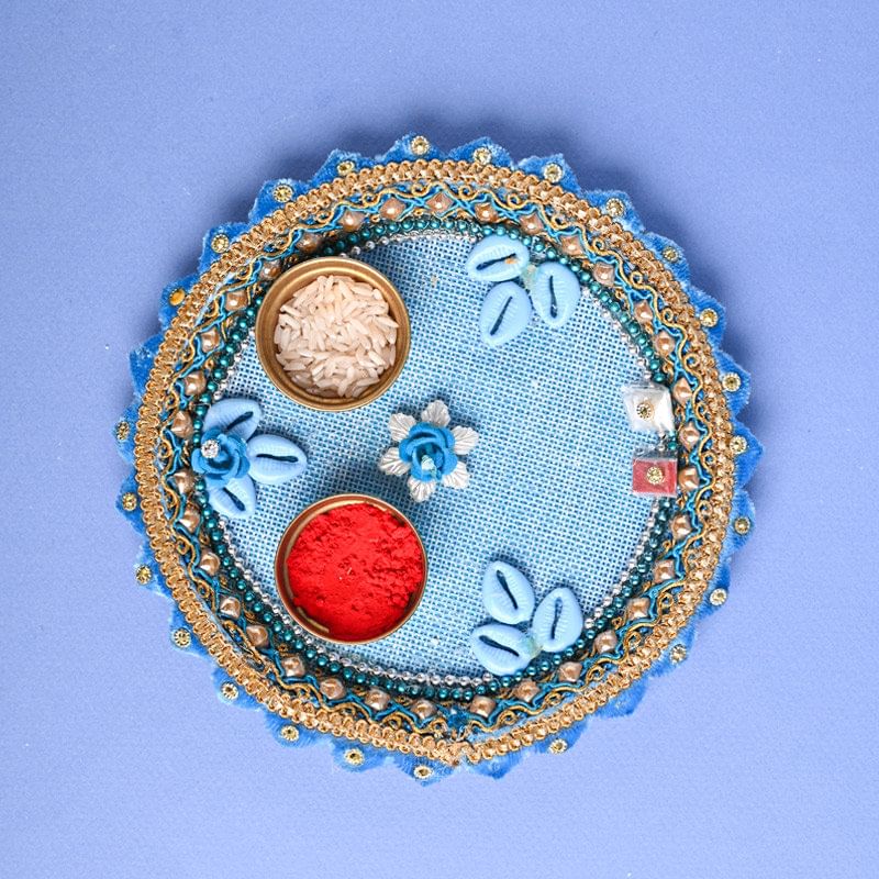Pearl Embellished Puja Thali online