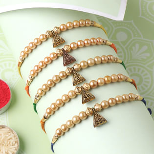 Pearl Ghungroo Rakhi Set - Set of 4 Designer Rakhi