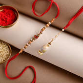 Send Pearl N Beads Couple Rakhi to USA for Bhaiya bhabhi Online