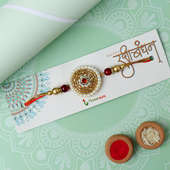 Fancy Pearl N Sequin Rakhi for Brothers with Roli and Chawal