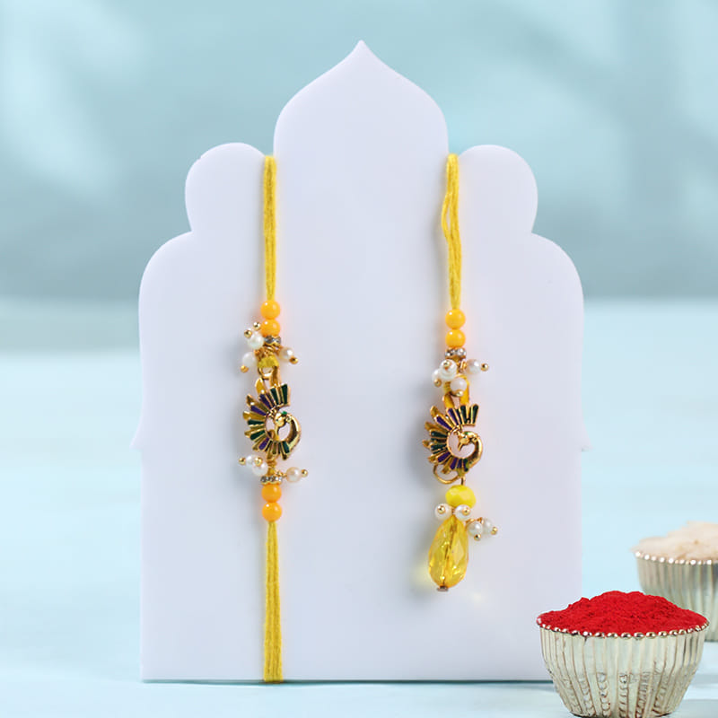 Pearl Peacock Bhai Bhabhi Rakhi N Choco Bars