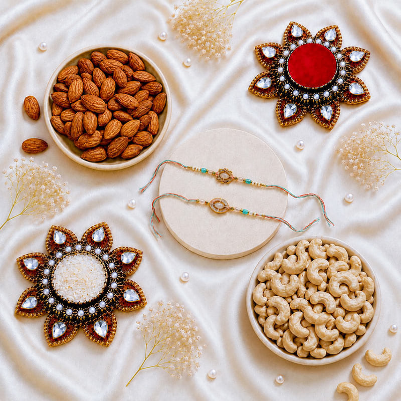 Pearl Rakhi Duo With Premium Dry Fruits