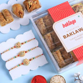 Pearl Rakhi Trio With Baklawa Treats