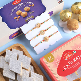 Pearl Rakhi Trio With Kaju Katli N Ladoo