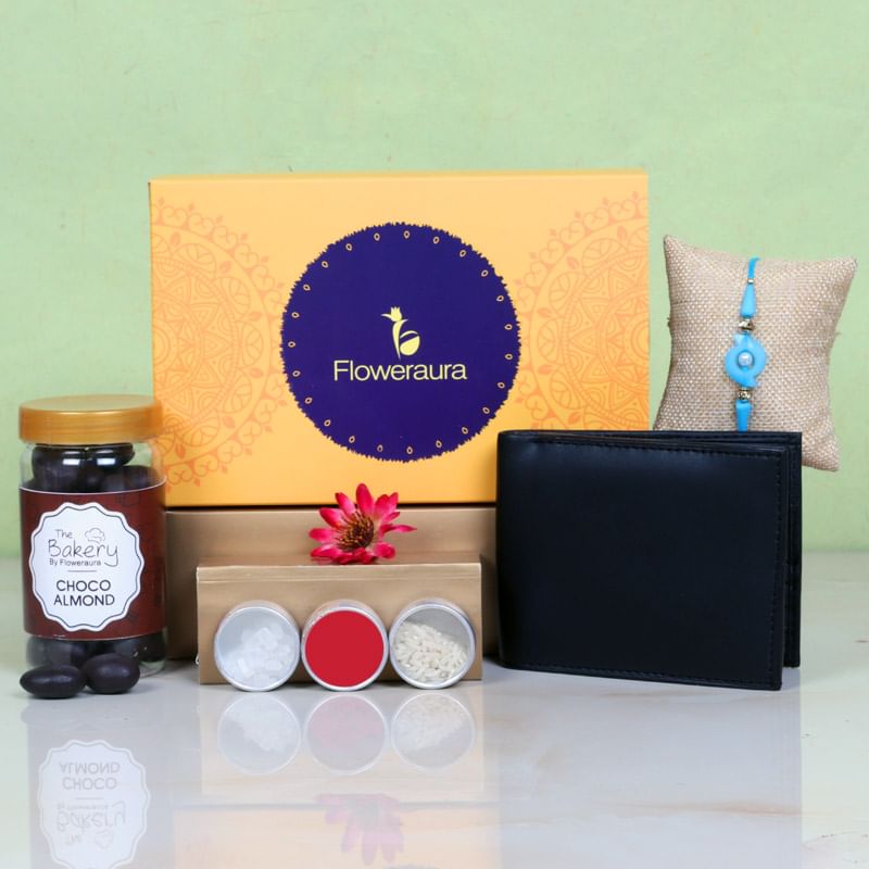 Pearl Rakhi With Chocolates N Wallet Box