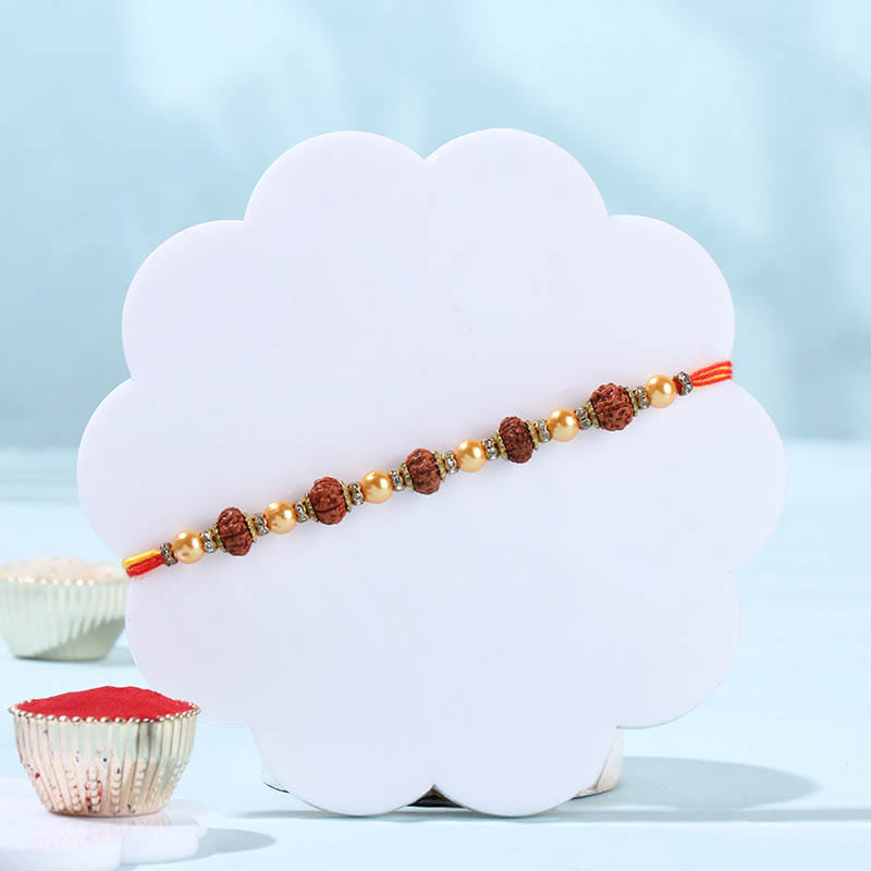 Pearl Rudraksha Rakhi With Dodha Burfi