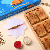 Pearl Rudraksha Rakhi With Milk Cake