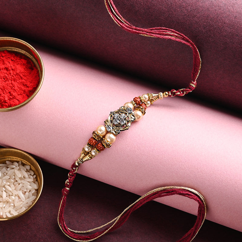 Pearl Studded Rudraksha Rakhi