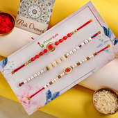 Send Pearls Beads Rakhi Trio Online For Brother