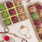 Pearls Bhaiya Bhabhi Rakhi With Dry Fruits Laddoo