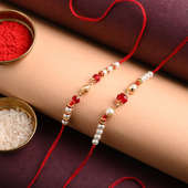 Send Designer Pearls N Beads Rakhi Set Online - Pearl Rakhi
