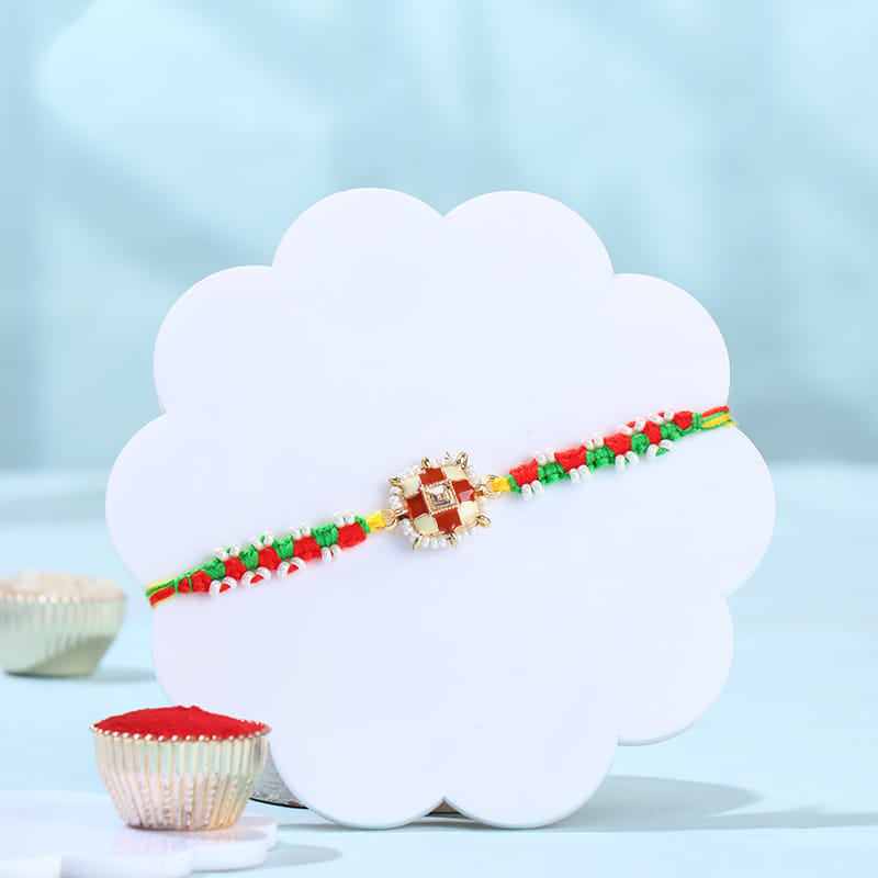 Pearls N Stone Rakhi With Chocolate Bar