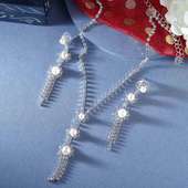 Pearl V Necklace with earring