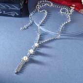 Pearl V necklace with earring
