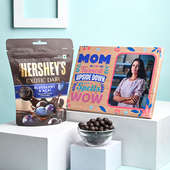 Mom Day Hampers Online- Personalised Wooden Frame with Blueberry chocolates