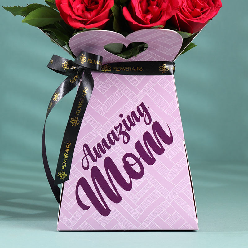 Perfect Red Roses In Amazing Mom Box