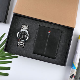 Front View of Top View of Watch N Wallet Combo 