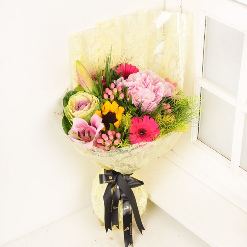 Pink Lilies With Pink Gerberas