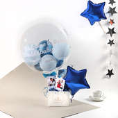 Personalised Balloon Bouquet: Bunch of light and dark Blue balloon bouquet