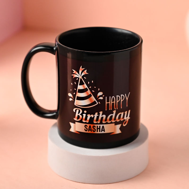 Personalised Black Birthday Mug