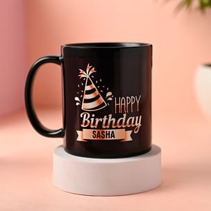 Personalised Black Birthday Mug