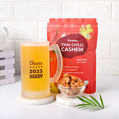 Personalised Beer Mug n Cashew Combo, New Year Gift Delivery