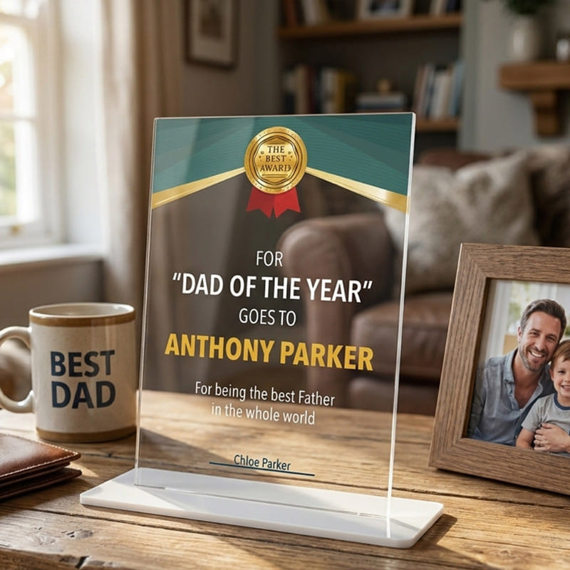 Personalised Best Father Award Plaque