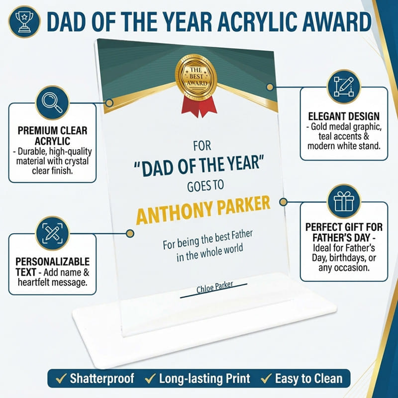 Personalised Best Father Award Plaque