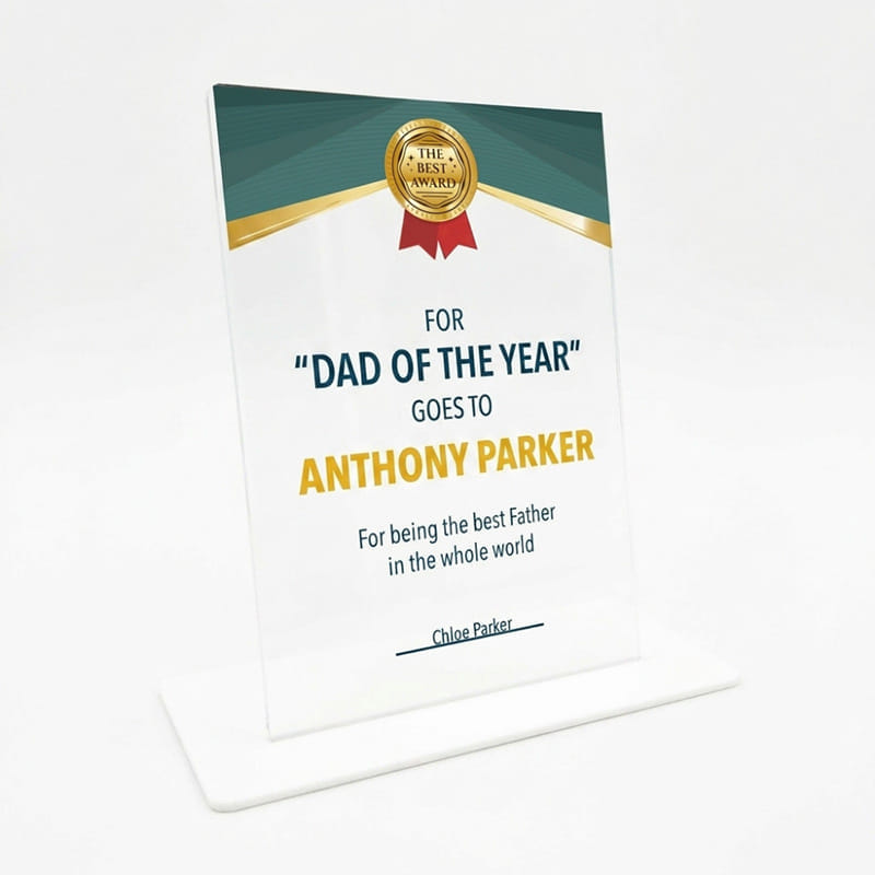 Personalised Best Father Award Plaque