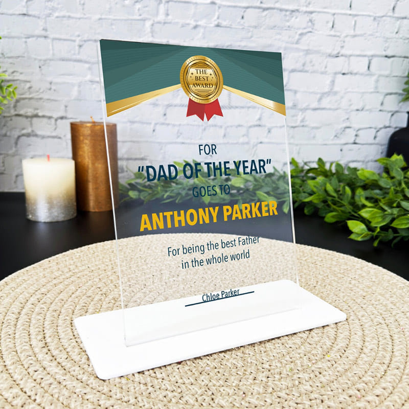 Personalised Best Father Award Plaque