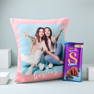 Personalised Bestie Cushion with Chocolate