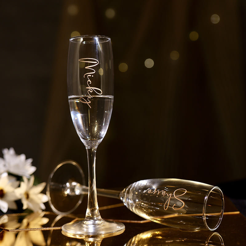 Personalised Champange Glasses With Golden Foiling