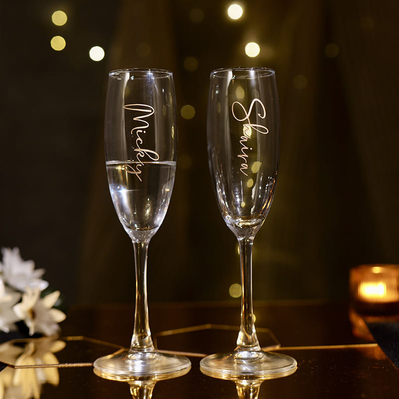Personalised Champange Glasses With Golden Foiling