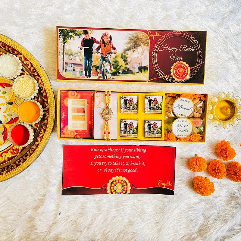 Personalised Chocolate With Rakhi And Dry Fruits