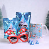 Personalised Christmas Hamper: Mug, Chocolates N Santa Eyeglasses