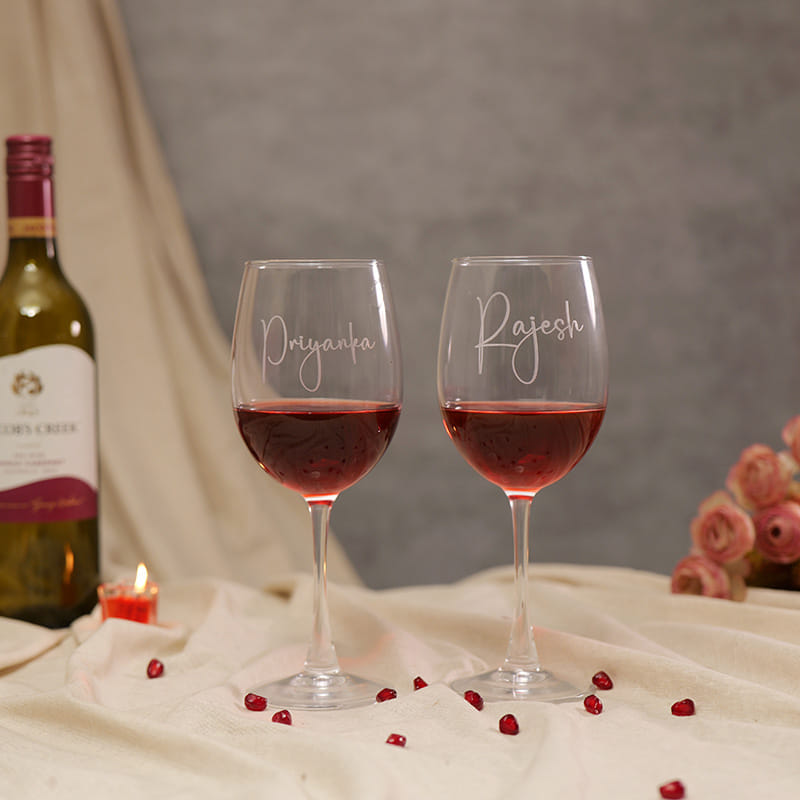 Personalised Couple Name Wine Glass Duo