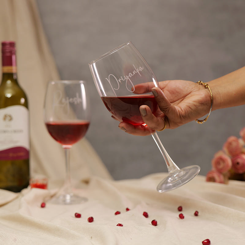Personalised Couple Name Wine Glass Duo
