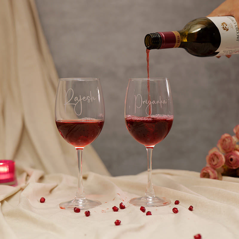 Personalised Couple Name Wine Glass Duo