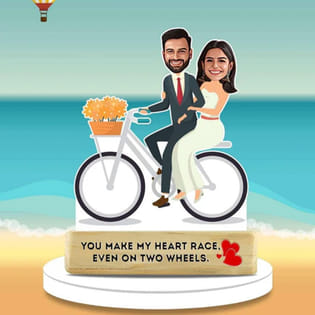 Personalised Couple On Bicycle Caricature