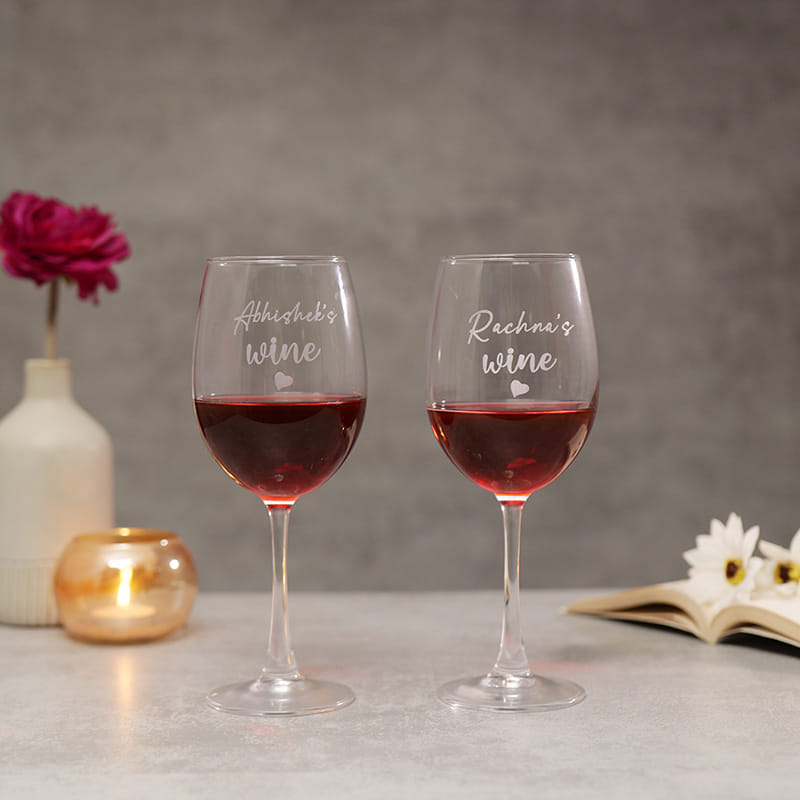 Personalised Couple Wine Glass Set