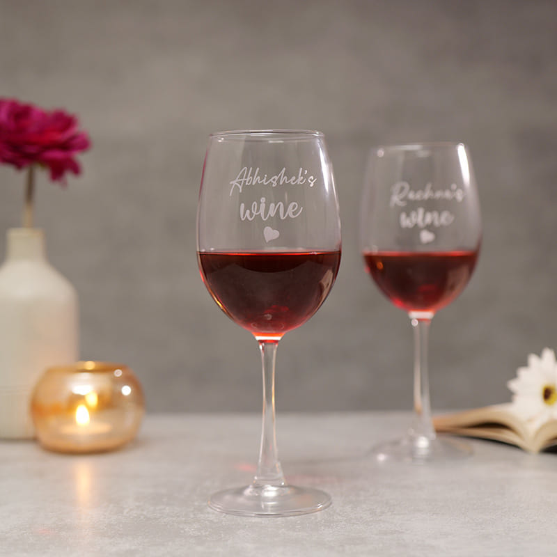 Personalised Couple Wine Glass Set