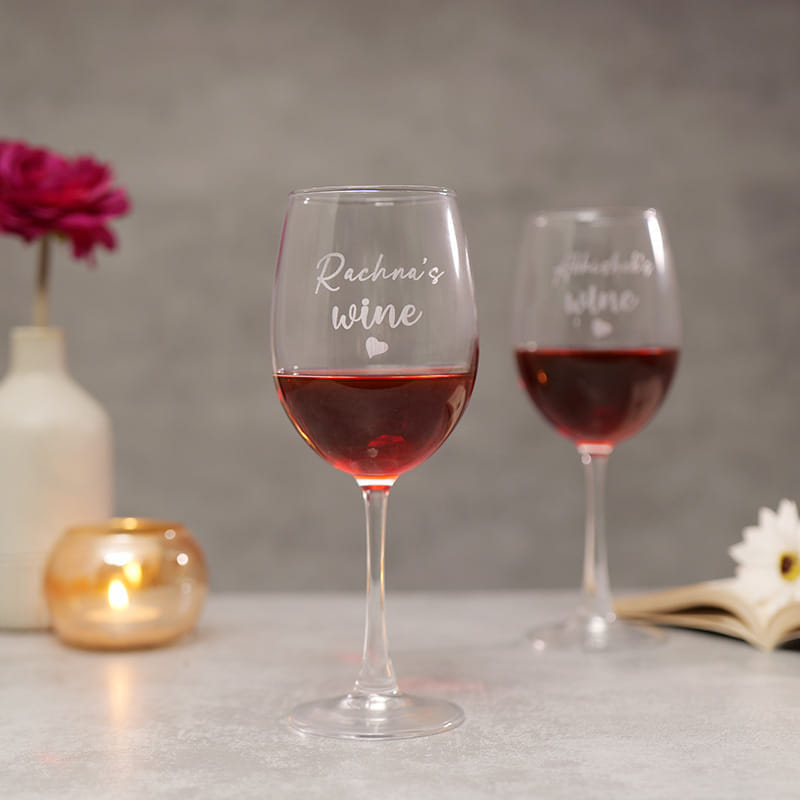 Personalised Couple Wine Glass Set