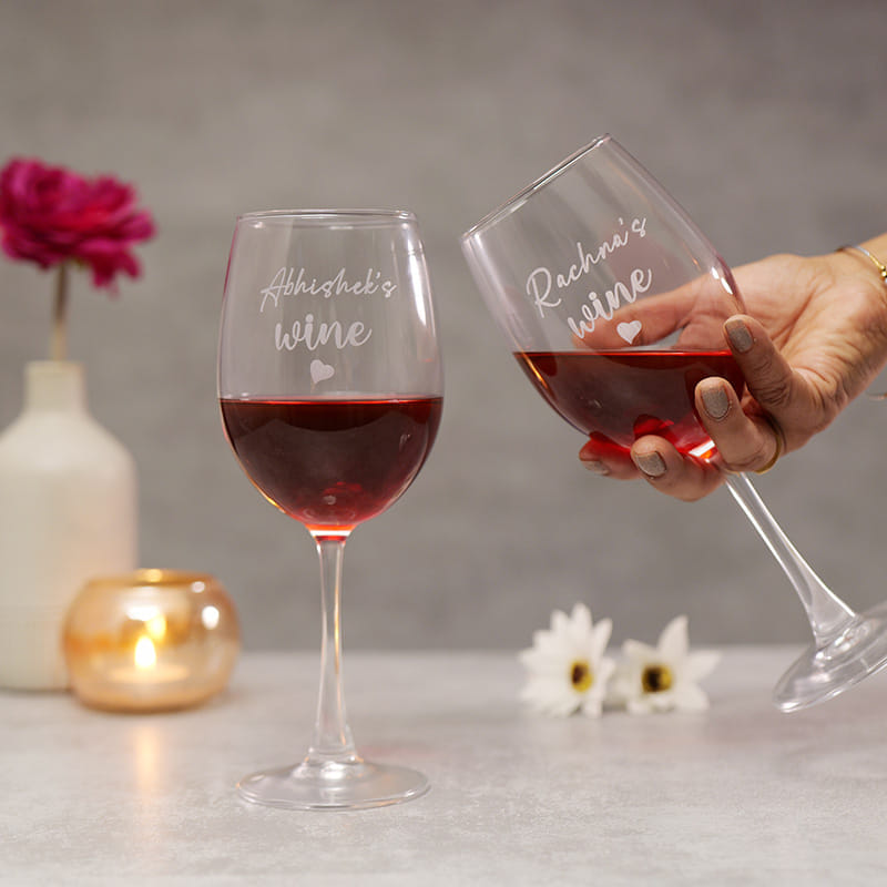 Personalised Couple Wine Glass Set